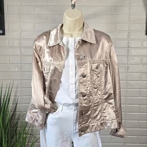 Chicos Champaign Metallic Button Up Jacket Size 1 Or Medium